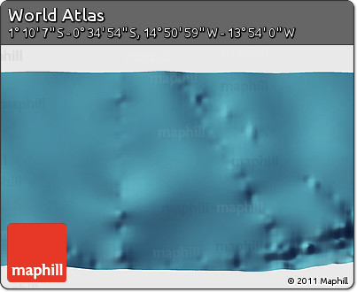 Satellite 3D Map of the Area around 0° 52' 31" S, 14° 22' 30" W