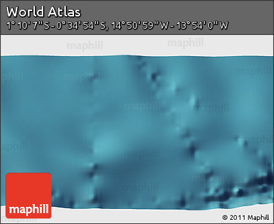 Satellite 3D Map of the Area around 0° 52' 31" S, 14° 22' 30" W