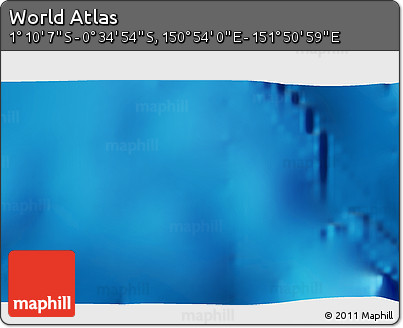 Shaded Relief 3D Map of the Area around 0° 52' 31" S, 151° 22' 30" E