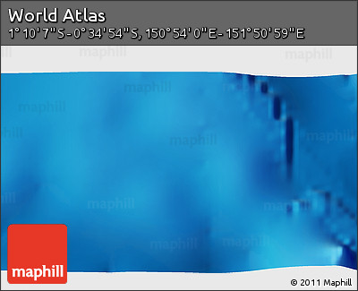 Shaded Relief 3D Map of the Area around 0° 52' 31" S, 151° 22' 30" E