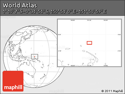 Blank Location Map of the Area around 0° 52' 31" S, 151° 22' 30" E