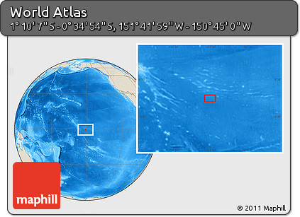 Shaded Relief Location Map of the Area around 0° 52' 31" S, 151° 13' 29" W