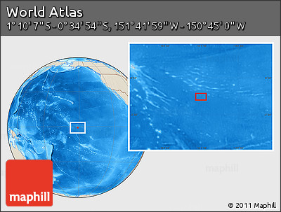 Shaded Relief Location Map of the Area around 0° 52' 31" S, 151° 13' 29" W