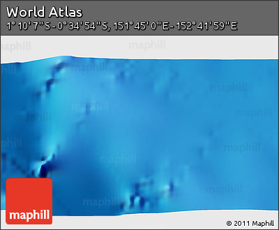 Shaded Relief 3D Map of the Area around 0° 52' 31" S, 152° 13' 29" E