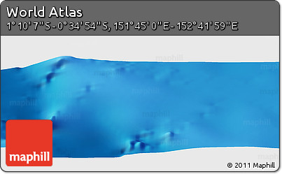 Physical Panoramic Map of the Area around 0° 52' 31" S, 152° 13' 29" E