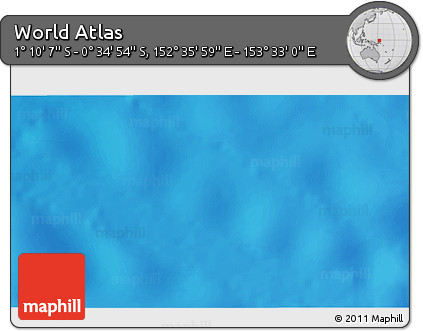 Shaded Relief 3D Map of the Area around 0° 52' 31" S, 153° 4' 29" E