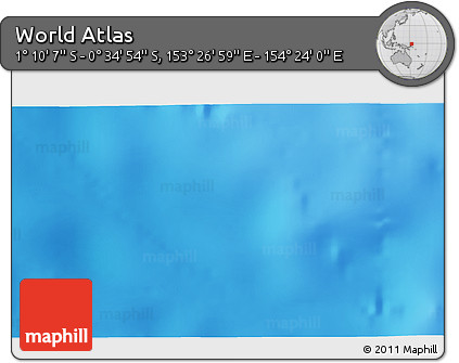 Shaded Relief 3D Map of the Area around 0° 52' 31" S, 153° 55' 30" E