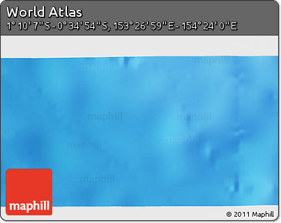 Shaded Relief 3D Map of the Area around 0° 52' 31" S, 153° 55' 30" E