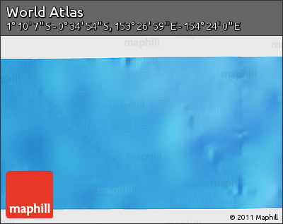 Shaded Relief 3D Map of the Area around 0° 52' 31" S, 153° 55' 30" E