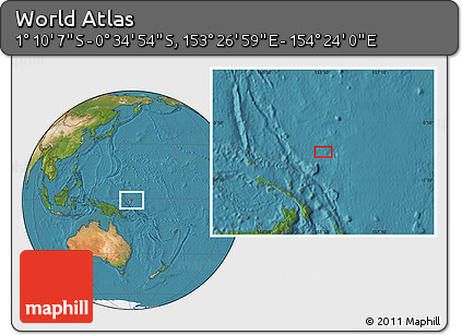 Satellite Location Map of the Area around 0° 52' 31" S, 153° 55' 30" E