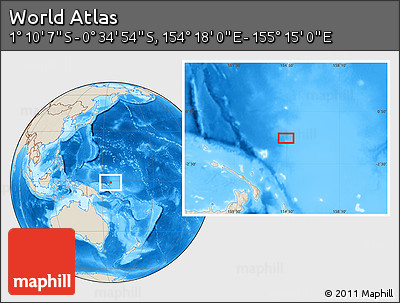 Shaded Relief Location Map of the Area around 0° 52' 31" S, 154° 46' 30" E