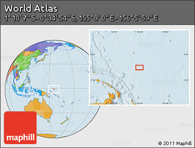 Political Location Map of the Area around 0° 52' 31" S, 155° 37' 30" E