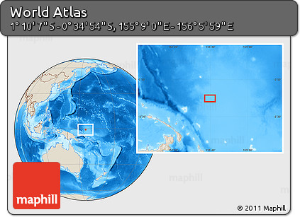 Shaded Relief Location Map of the Area around 0° 52' 31" S, 155° 37' 30" E