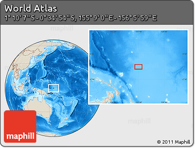 Shaded Relief Location Map of the Area around 0° 52' 31" S, 155° 37' 30" E