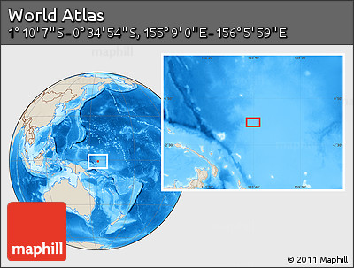 Shaded Relief Location Map of the Area around 0° 52' 31" S, 155° 37' 30" E