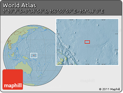 Savanna Style Location Map of the Area around 0° 52' 31" S, 157° 19' 29" E, hill shading