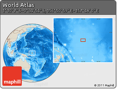 Shaded Relief Location Map of the Area around 0° 52' 31" S, 157° 19' 29" E