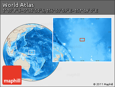Shaded Relief Location Map of the Area around 0° 52' 31" S, 157° 19' 29" E