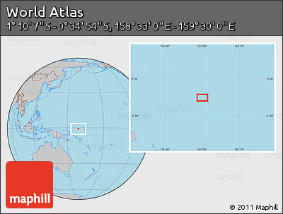 Gray Location Map of the Area around 0° 52' 31" S, 159° 1' 30" E