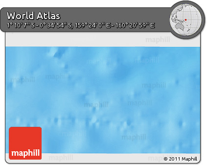 Shaded Relief 3D Map of the Area around 0° 52' 31" S, 159° 52' 30" E