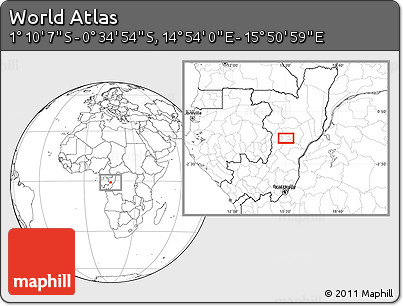 Blank Location Map of the Area around 0° 52' 31" S, 15° 22' 30" E