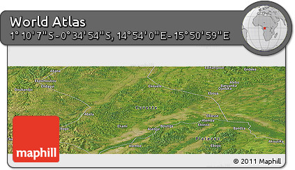 Satellite Panoramic Map of the Area around 0° 52' 31" S, 15° 22' 30" E