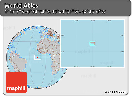 Gray Location Map of the Area around 0° 52' 31" S, 15° 13' 29" W