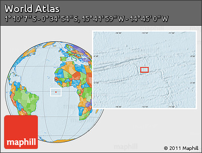 Political Location Map of the Area around 0° 52' 31" S, 15° 13' 29" W