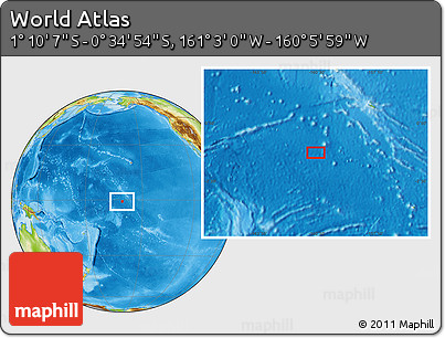 Physical Location Map of the Area around 0° 52' 31" S, 160° 34' 29" W