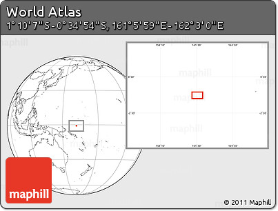 Blank Location Map of the Area around 0° 52' 31" S, 161° 34' 29" E