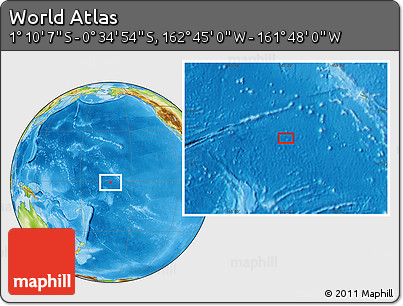 Physical Location Map of the Area around 0° 52' 31" S, 162° 16' 30" W