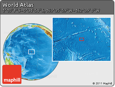 Physical Location Map of the Area around 0° 52' 31" S, 163° 7' 30" W