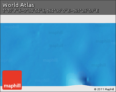 Physical 3D Map of the Area around 0° 52' 31" S, 164° 58' 29" E