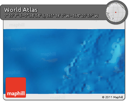 Shaded Relief 3D Map of the Area around 0° 52' 31" S, 164° 49' 29" W