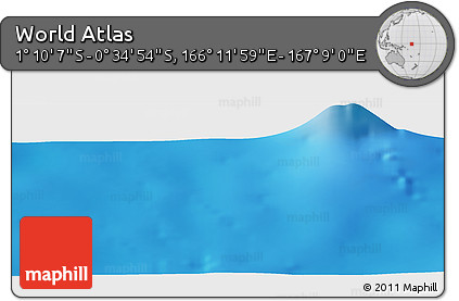 Shaded Relief Panoramic Map of the Area around 0° 52' 31" S, 166° 40' 30" E