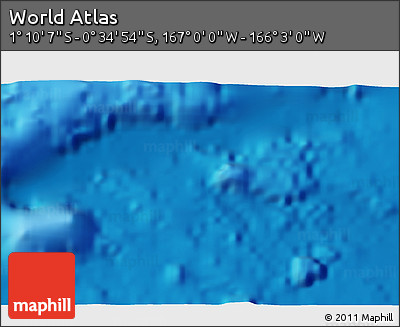 Physical 3D Map of the Area around 0° 52' 31" S, 166° 31' 30" W