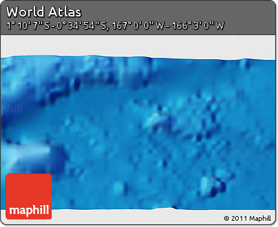 Physical 3D Map of the Area around 0° 52' 31" S, 166° 31' 30" W