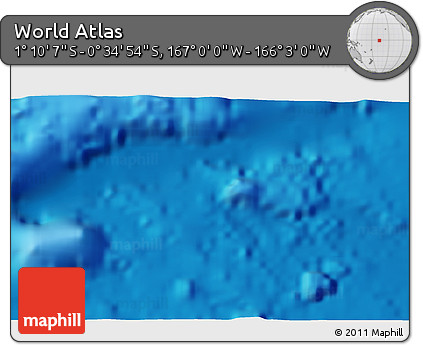 Shaded Relief 3D Map of the Area around 0° 52' 31" S, 166° 31' 30" W