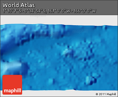 Shaded Relief 3D Map of the Area around 0° 52' 31" S, 166° 31' 30" W