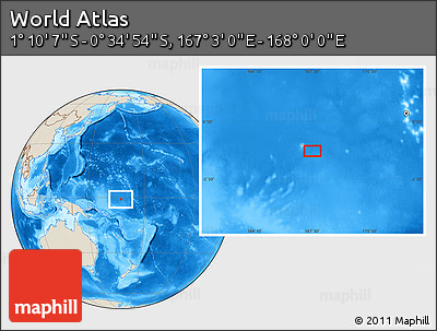 Shaded Relief Location Map of the Area around 0° 52' 31" S, 167° 31' 30" E