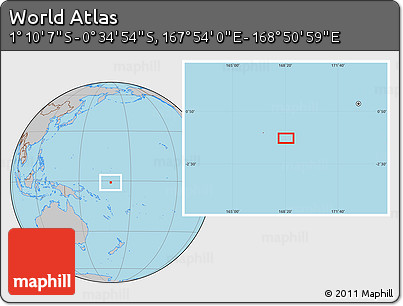 Gray Location Map of the Area around 0° 52' 31" S, 168° 22' 30" E