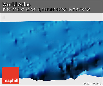 Physical 3D Map of the Area around 0° 52' 31" S, 168° 13' 29" W