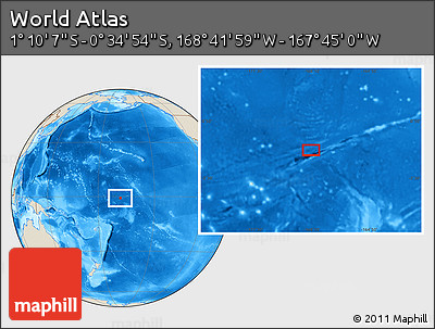 Shaded Relief Location Map of the Area around 0° 52' 31" S, 168° 13' 29" W