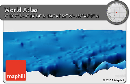 Shaded Relief Panoramic Map of the Area around 0° 52' 31" S, 168° 13' 29" W