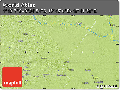Physical Map of the Area around 0° 52' 31" S, 16° 13' 30" E