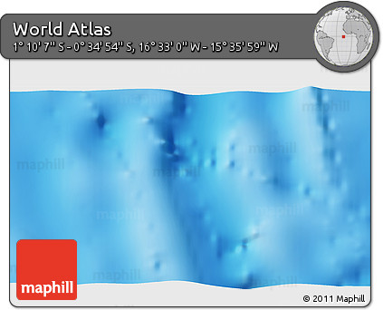 Physical 3D Map of the Area around 0° 52' 31" S, 16° 4' 29" W