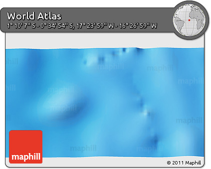 Physical 3D Map of the Area around 0° 52' 31" S, 16° 55' 29" W
