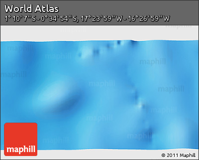 Physical 3D Map of the Area around 0° 52' 31" S, 16° 55' 29" W