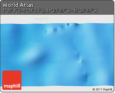 Physical 3D Map of the Area around 0° 52' 31" S, 16° 55' 29" W