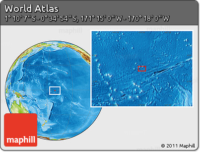 Physical Location Map of the Area around 0° 52' 31" S, 170° 46' 30" W